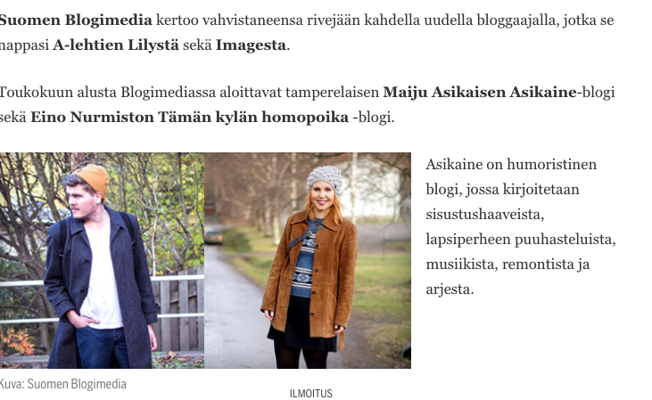 Suomen Blogimedian rookiet – Asikaine